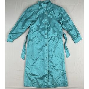 Vintage Paris Sport Club Worldwide Teal‎ Nylon Raincoat 5/6 90s